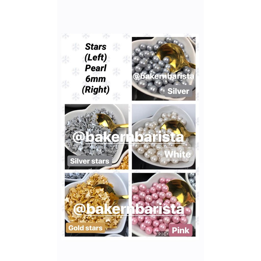 

sprinkles mutiara pearl 6mm hiasan kue dekorasi baking stok terbatas