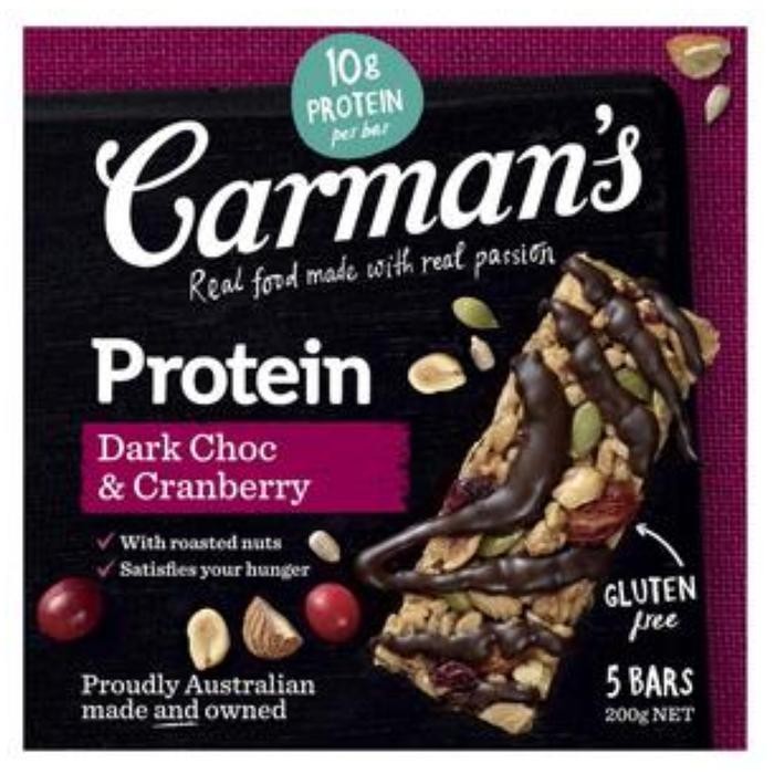 

carman's gourmet protein bars dark chocolate & cranberry - coklat sehat shopee stok terbatas