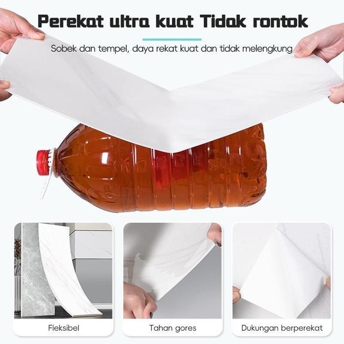 20Pcs Papan Stiker Dinding Tekstur Marmer 30*60Cm Wallpaper Dinding Kabinet Untuk Kamar Tidur Dapur