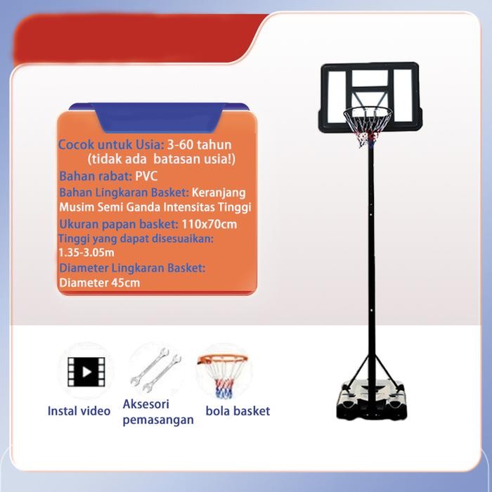 BERKUALITAS RING BASKET PORTABLE DEWASA & ANAK STAND TIANG BASKET ALAT FITNESS