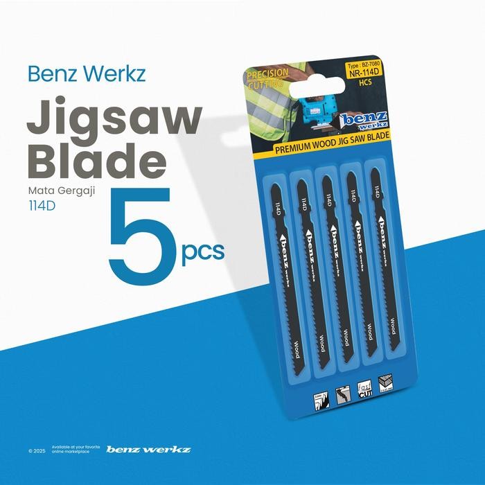 5 Pcs Mata Gergaji Kayu Jigsaw Blade 144D HCS Wood Benz Werkz