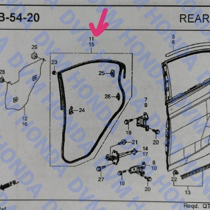 Karet Pintu Belakang Kanan Original Civic Fb Aksesoris