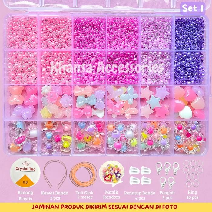 

New DIY Manik Manik Set Lengkap Gelang Aesthetic - DIY Craft Kit Manik Manik Pasir - Meronce Manik