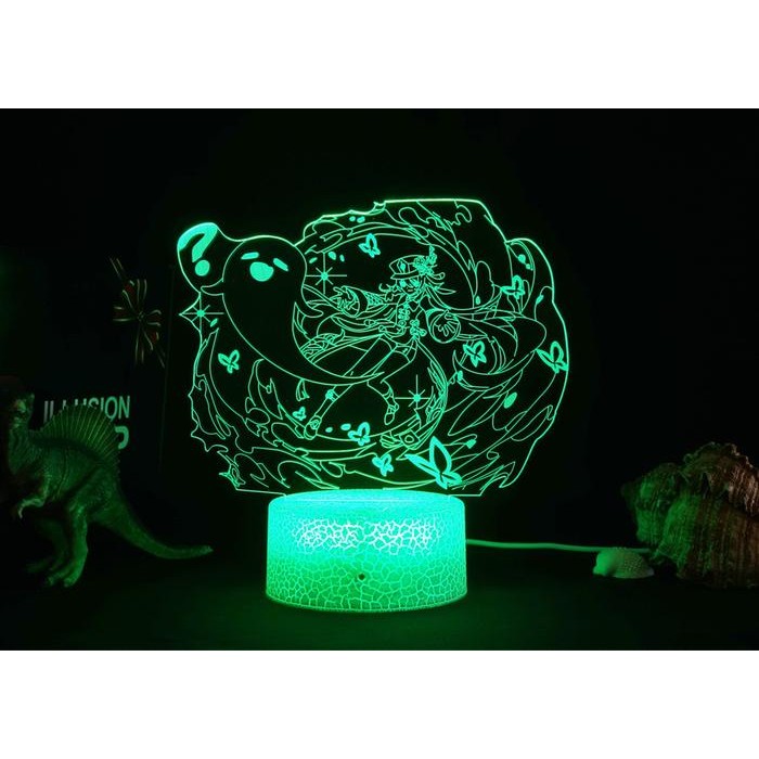 Khusus Grab 3D Led Night Light Lamp Genshin Impact Hu Tao Acrylic Led Ptsent