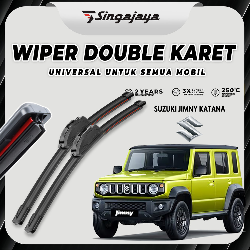 Wiper Mobil Suzuki Jimny Katana Double Karet Pembersih Kaca Depan Mobil 1 Set Kanan dan Kiri