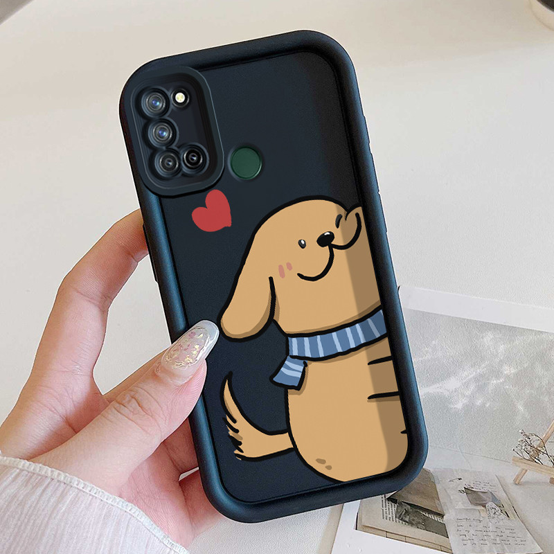 Casing Hp untuk Realme 7I C17 Case Casing HP Softcase ponsel silikon tahan Kasing Stiker Anak Anjing