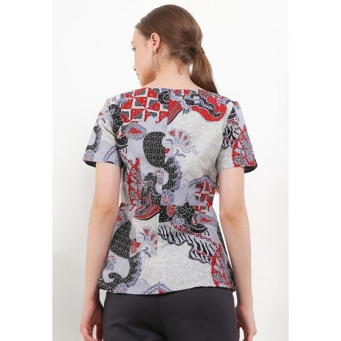 Arjuna Weda Blouse Batik Wanita Motif Sawat Ganggengan - Bahan Katun Lengan Pendek Resleting