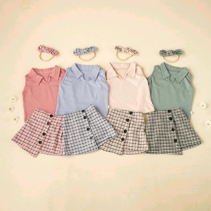 Setelan bayi Zee Jkt48 bahan katun knit bonus headband 0-12 bulan