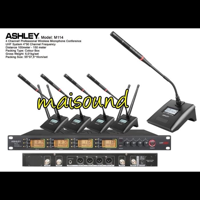 Mic Wireless Ashley M114 Podium Meja Microphone M 114 4 Mik Conference