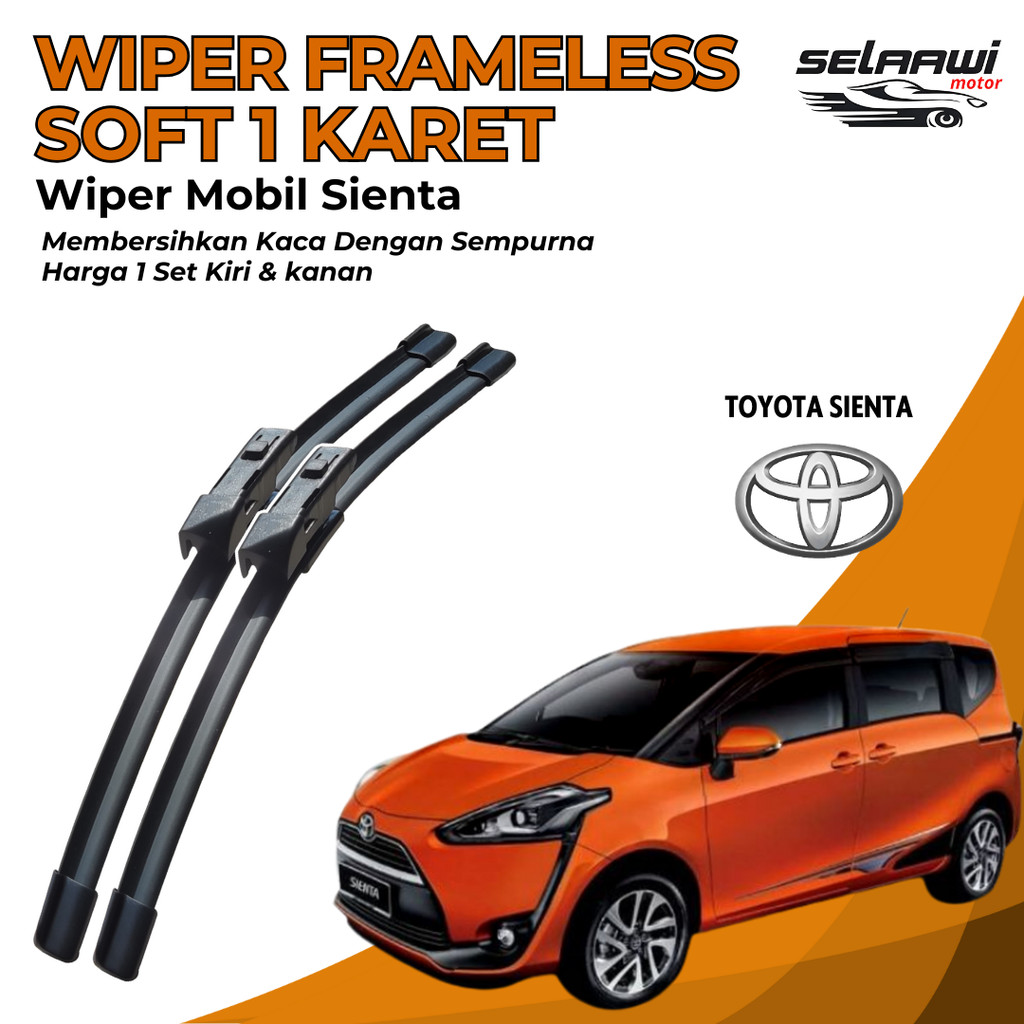 Wiper Mobil Toyota Sienta Frameless Pembersih Kaca Depan Mobil 1 Set Kiri dan Kanan