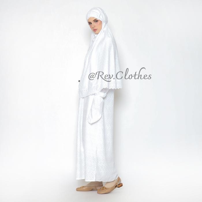 Gamis Ihram Wanita Lengkap Baju Haji Umroh Wanita Full Bordir Muslim Putih