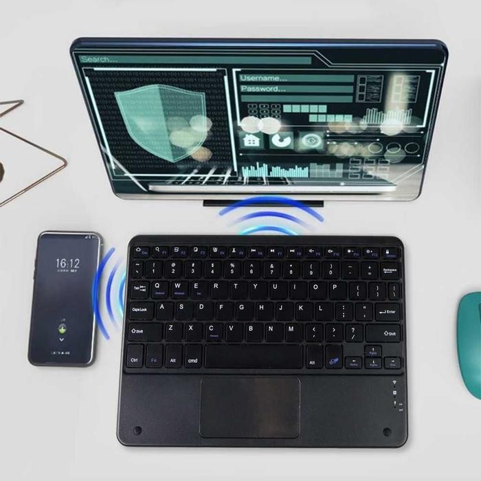 KEYBOARD + TOUCHPAD WIRELESS BLUETOOTH UNTUK HP ANDROID IOS PORTABLE