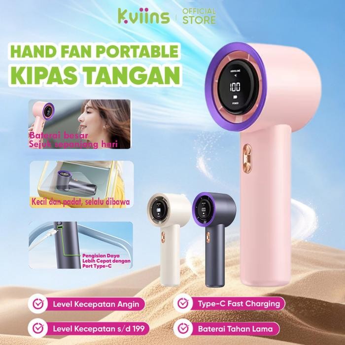 

Kviins Kipas tangan portabel Penggemar Mini Rechargebale Turbo Handheld Kecepatan tinggi & kipas