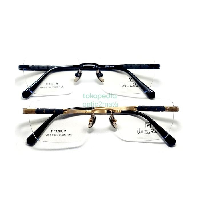 FRAME KACAMATA RIMLESS VALENTINO RUDY VRT8036 S55 Titanium Original