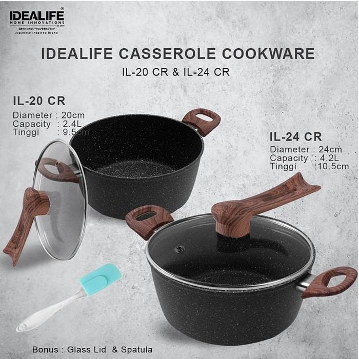 IDEALIFE Casserole Cookware - Panci Casserole ( 24CM ) IL-24CR