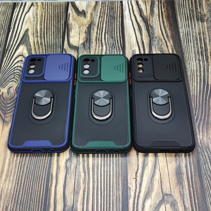 Samsung Galaxy A03S Armor Carbon Standing Case Slide Camera