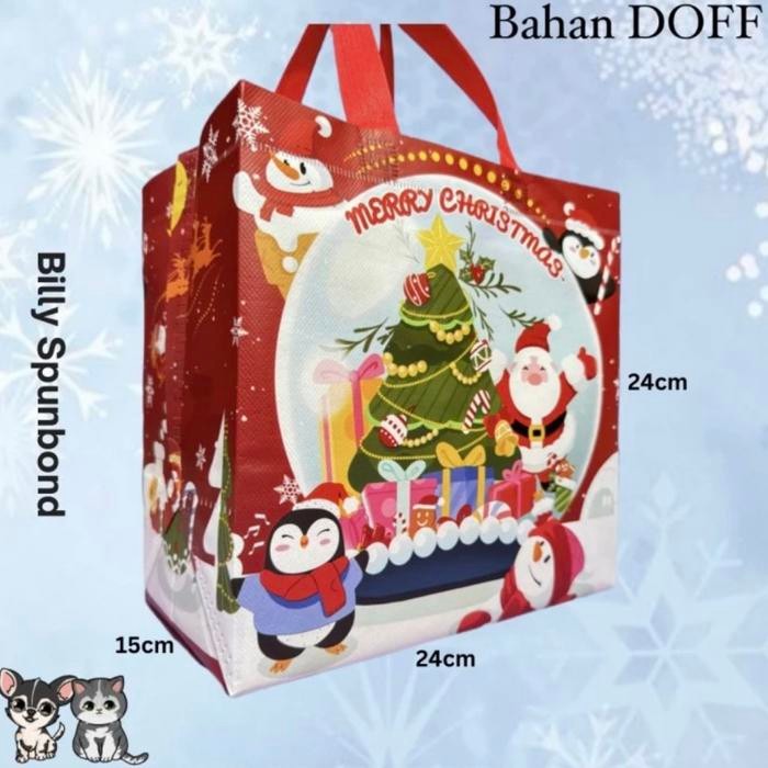 Tas Natal, Tas Spunbond Natal, Tas Natal Laminasi, Tas Laminasi Natal, Bingkisan Natal, Natal,