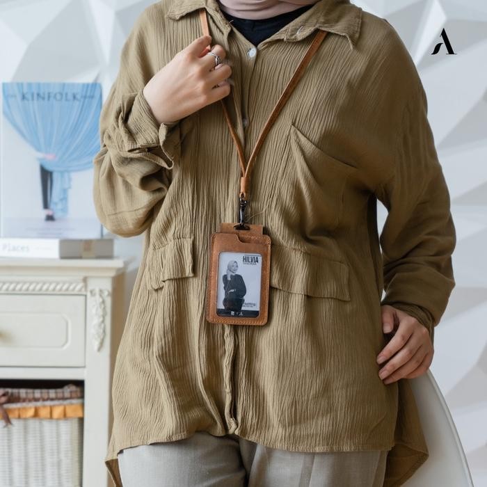 

Ready Alona Leather Jakarta Id Card Holder Kulit Sapi Asli Custom Nama Logo Perusahaan