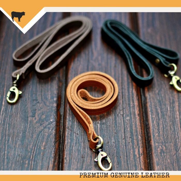 

Ready Genuine Leather Tali Id Card Lanyard Name Tag Holder Kulit Asli