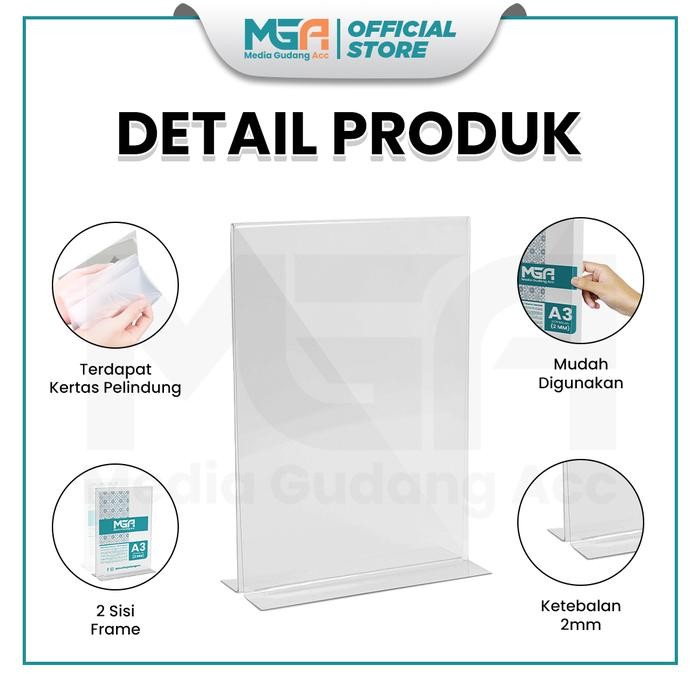 

Ready Tempat Brosur A3 Portrait Akrilik 2Mm Dua Sisi Tent Holder Card Stand