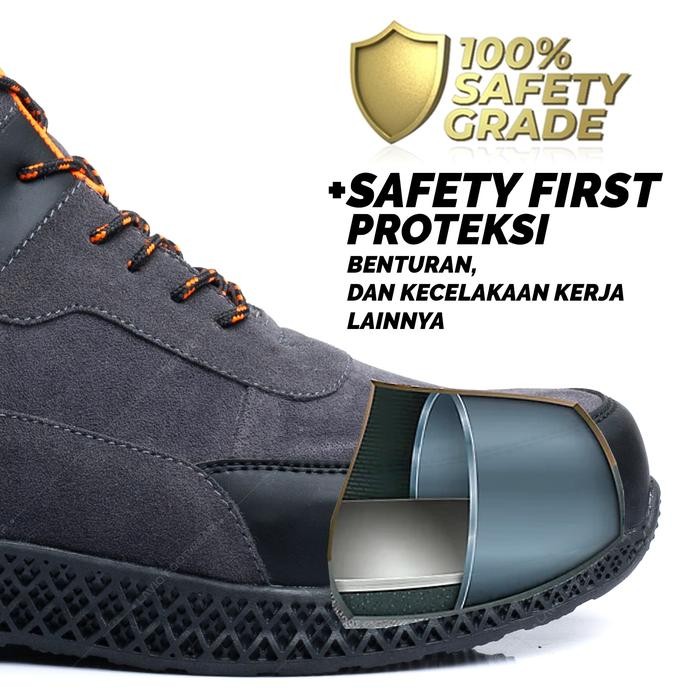 Sepatu Safety Shoes Outdoor Sport Sneaker Touring Adventure Shoes Pria Wanita Ujung Besi Lavio Elder