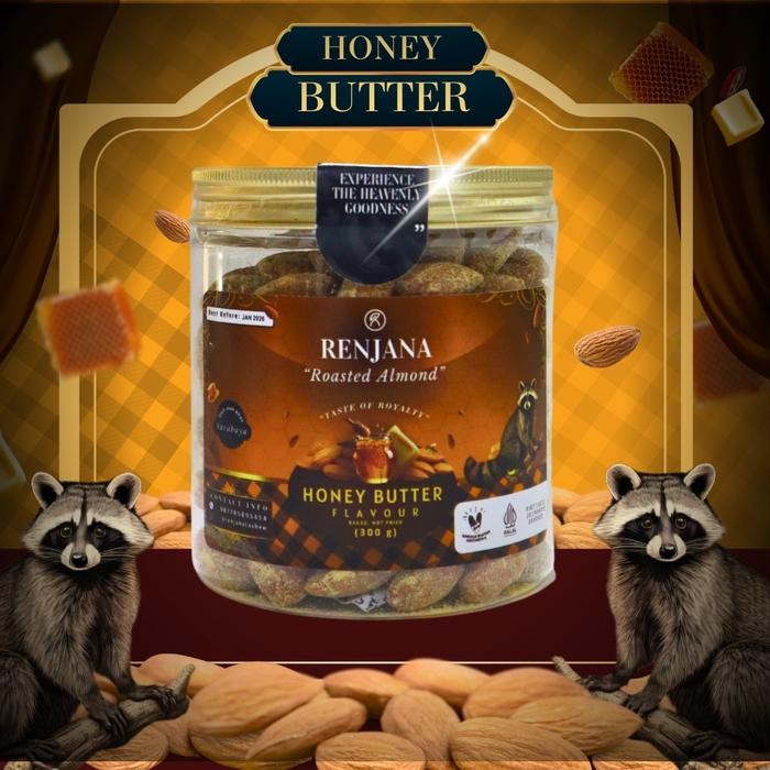 

HONEY BUTTER - Kacang Almond Oven / Almond Panggang / Roasted Almond RENJANA CASHEW 300gr