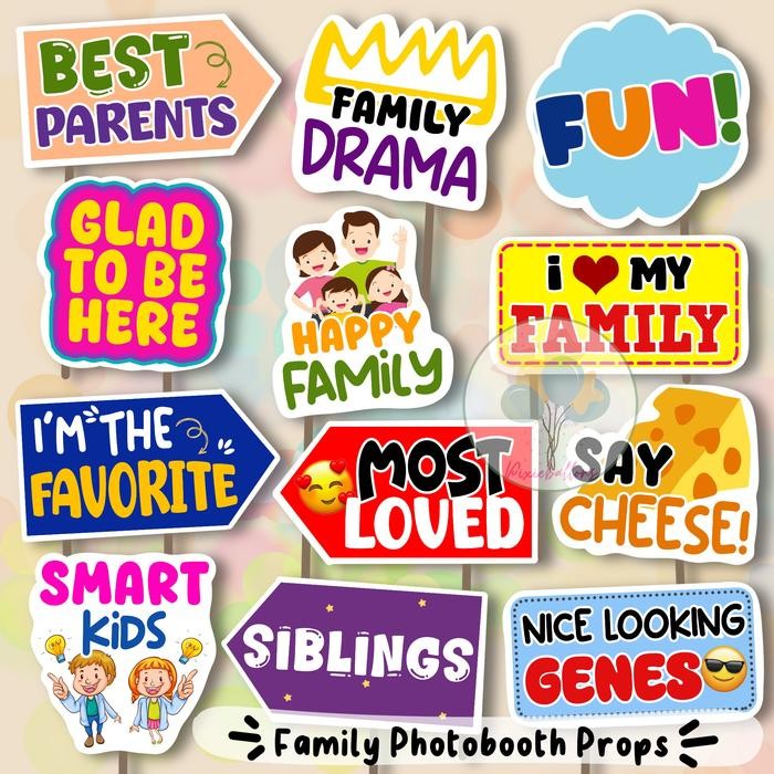 FAMILY PHOTOBOOTH PROPS KELUARGA TONGKAT FOTO DEKORASI HIASAN PROPERTI