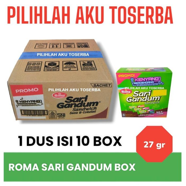 

Baru Roma Sari Gandum BOX Sandwich Susu & Cokelat - ( 1 DUS ISI 10 BOX )