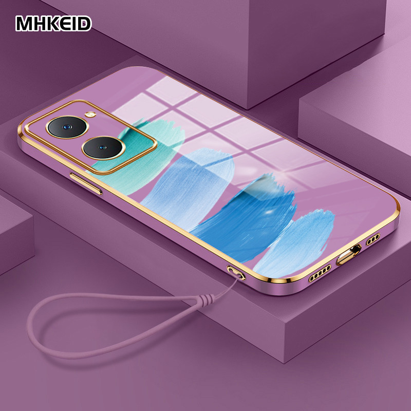 MHKEID Casing Hp Untuk VIVO Y03 Y18 Y18E Y28s Y28 5G Y28 2024 4G Case Casing pola Pigment yang indah