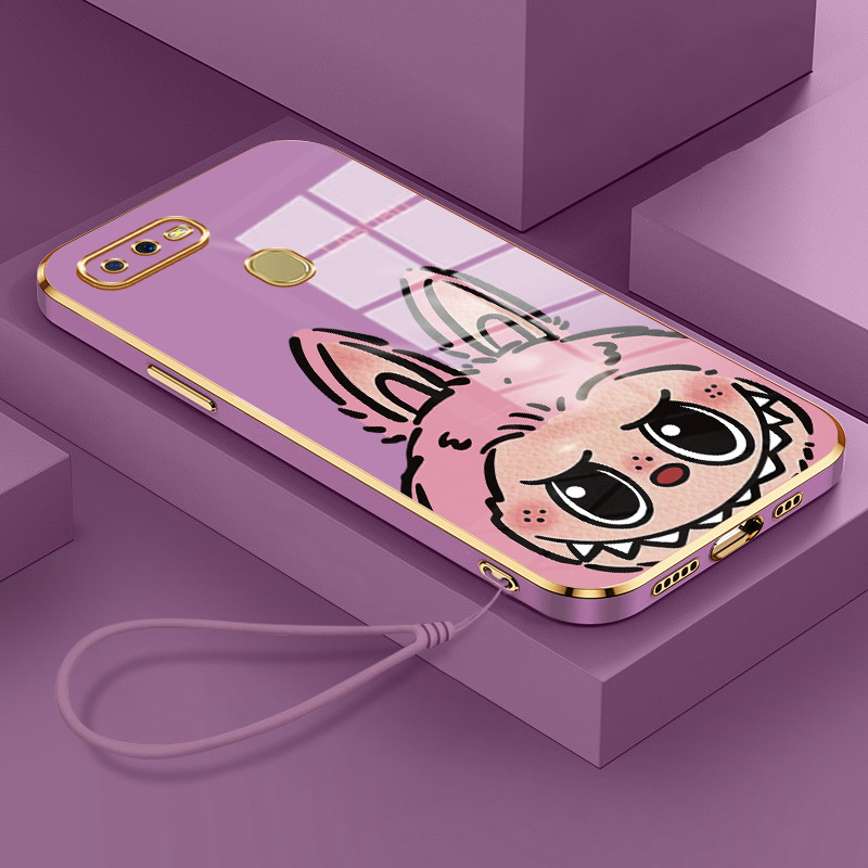 Casing Hp Untuk OPPO A7 A5s A12 A12s A11k Case Casing pola Plush lucu Kesing HP Cesing tali berlapis