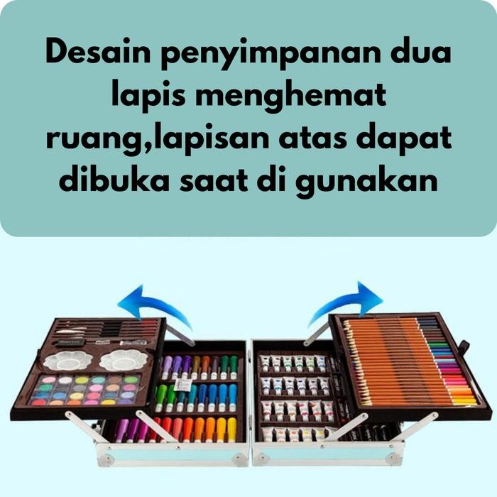 

Hot Sale! Crayon Set 145 Pcs Model Koper Jinjing Set Lukis Anak 145 Pcs Import