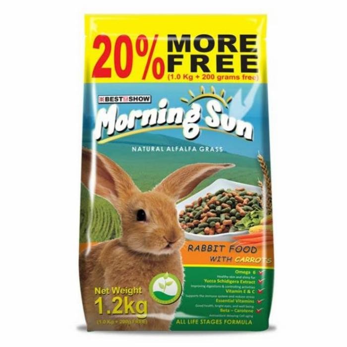 tersedia morning sun rabbit 1.2kg carrot flavor - pelet makanan kelinci wortel