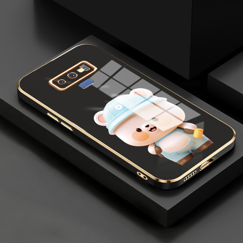 Casing Untuk Samsung Galaxy Note 9 Note 8 Case Casing Beruang kecil dengan tas sekolah silikon tahan