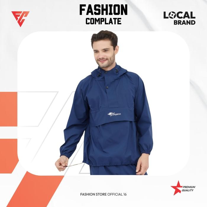 Pilihan- Jaket Jas Hujan Pria Setelan Mantel Saku Kangaroo Raincoat Premium