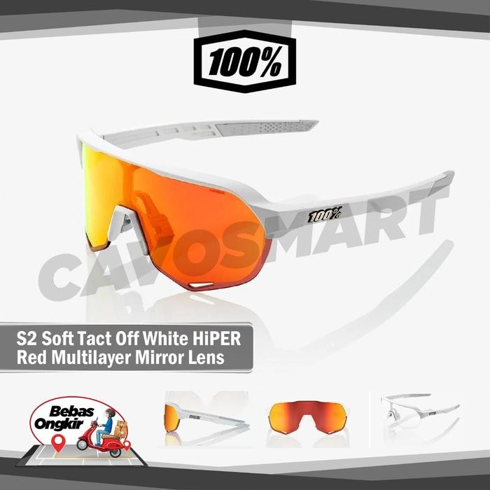 Sunglasses 100% S2 Soft Tact Off White HiPER Red Multilayer Mirror