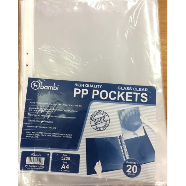 

Pp Pocket Bambi A4 Transparan Original