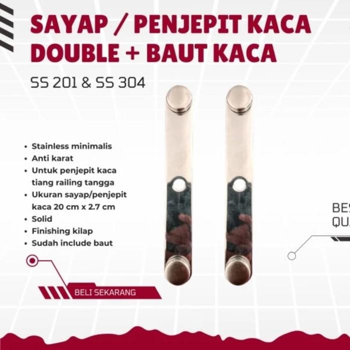 Pilihan- Promo Sayap Spider Penjepit Kaca/Bracket Kaca Tiang Railing 304