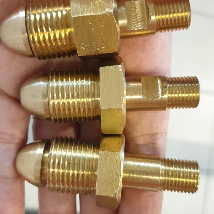 Pilihan- Nepel Tabung Oksigen Kuningan 5/8 In 22 Mm Drat Luar Ke 1/4 In Drat