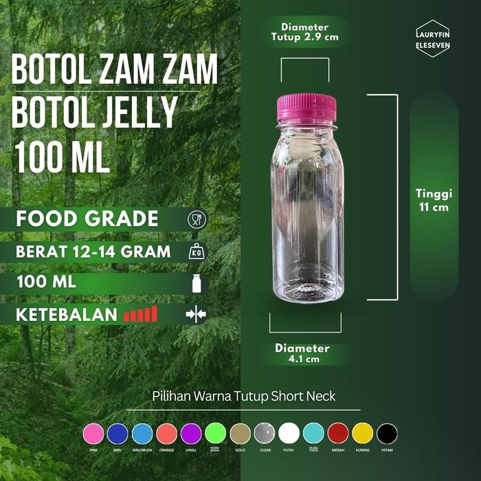 Isi 100 pcs Botol Plastik 100 ml - Botol Zam Zam 100 ml - Botol Jelly 100 ml SN