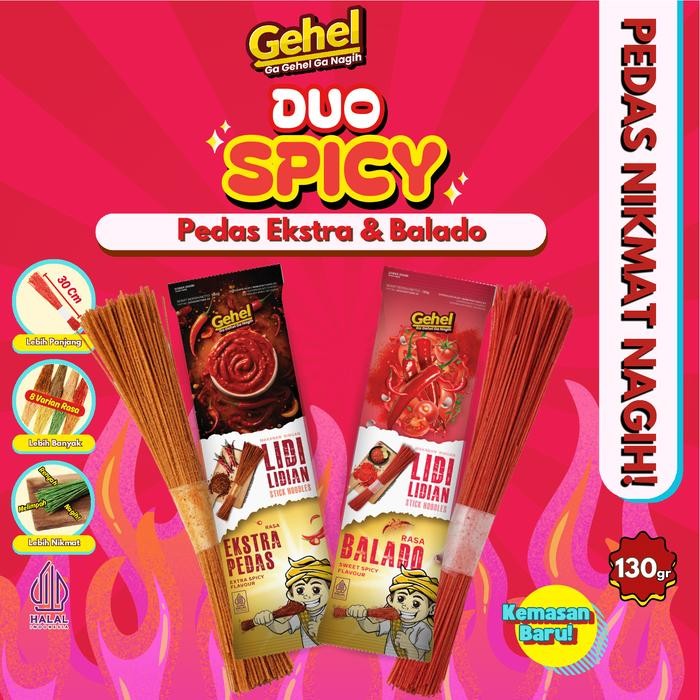 

Pilihan- Gehel [Duo Spicy] Paket Duo Spicy Lidi 30 Cm - Bundling Isi 2 Rasa (Balado & Extra