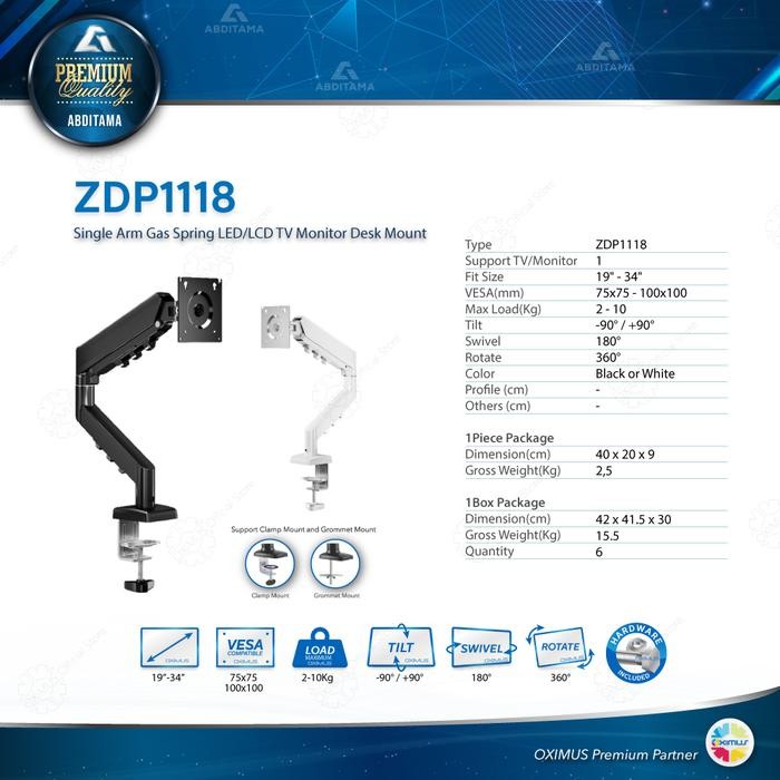

jjm - Bracket TV Monitor LED LCD Gas Spring OXIMUS ZDP1118 1118 Tilt Swivel