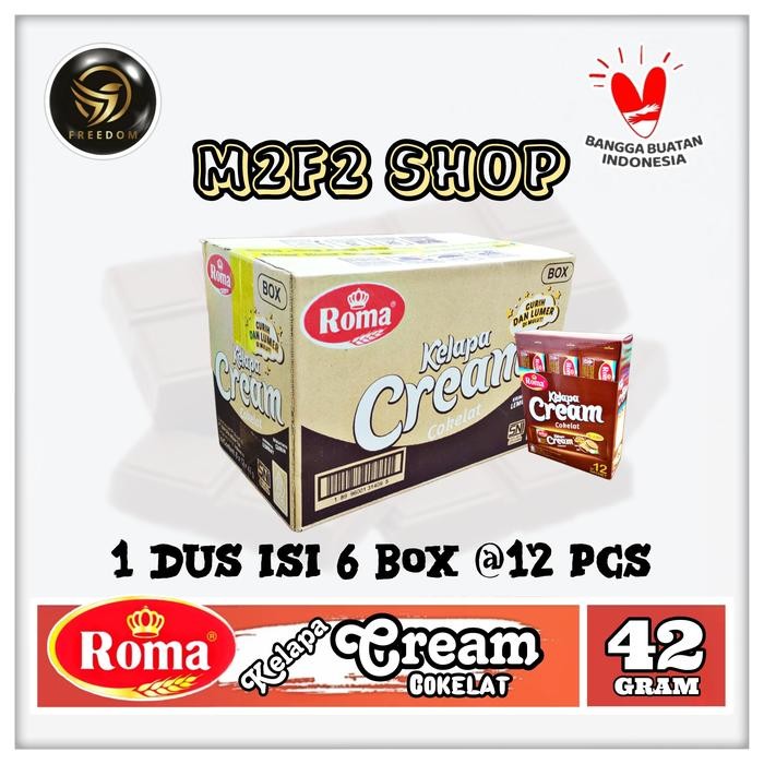 

Roma Biskuit Kelapa Cream Cokelat Krim Coklat - 42 gr (Karton)