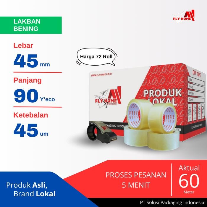

Pilihan- Flyhome Lakban Bening 90 Yard 2In 1 Dus 45Mm X 90Yard 72Rol Eco Instan