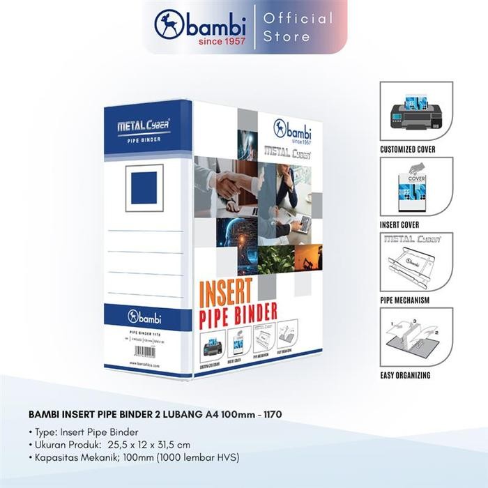 

Pilihan- Bambi Insert Pipe Binder A4 Extra Jumbo Size 100 Mm With Full Spine 4 Colour Labels