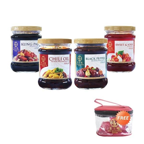 

Pilihan- The Duck King Sauce Paket Empat - Chili Oil + Black Pepper + Kung Pao