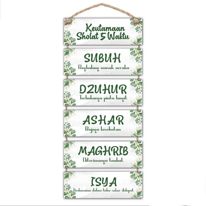 Hiasan Dinding Sholat Tepat Waktu tema hijau Sholat 5 Waktu Islami Kaligrafi Dekorasi Pajangan Rumah