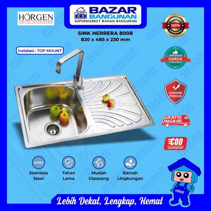 ASLI Horgen - Kitchen Sink Wastafel Bak Cuci Piring Dapur Herrera 8008 Stainless Steel Toto Royal