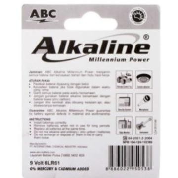 Battery ABC Alkaline 9v / Baterai Alkalin Kotak 9volt / Batu Batere