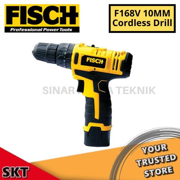 PROMO BOR TANPA KABEL IMPACT CORDLESS DRILL 10 MM F168V ORI FISCH - FS