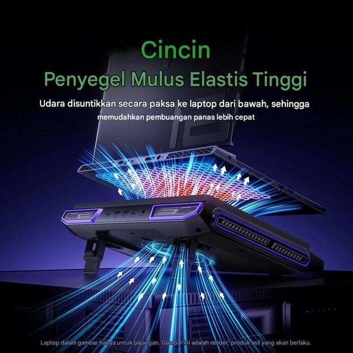 INKAC llano V10 Pro Cooling Pad Pendingin Laptop Rpm 3500 Kipas Kipas Turbo-Kipas Raksasa yang Kuat